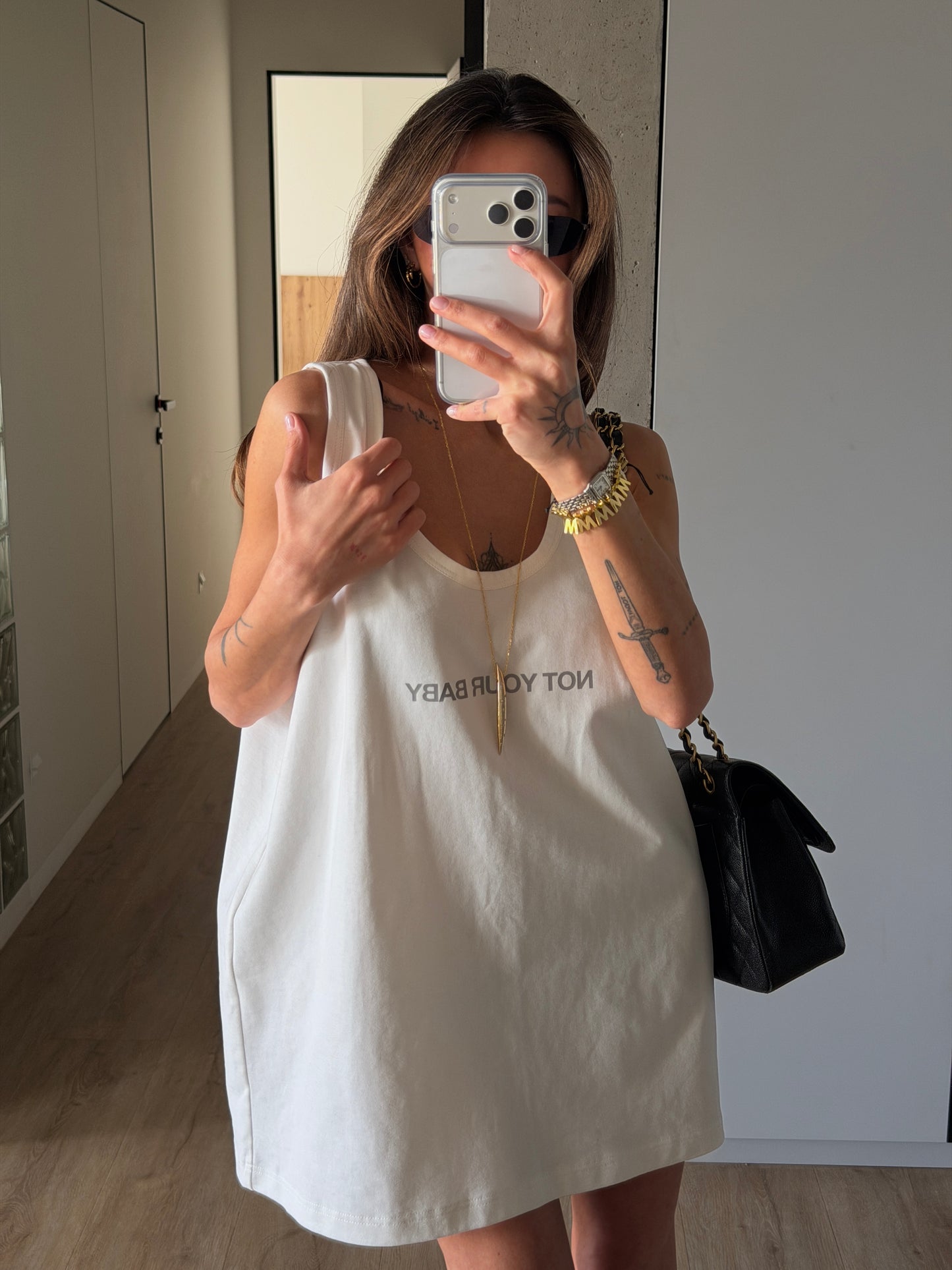 RELAXED TANK-DRESS "NOT YOUR BABY”