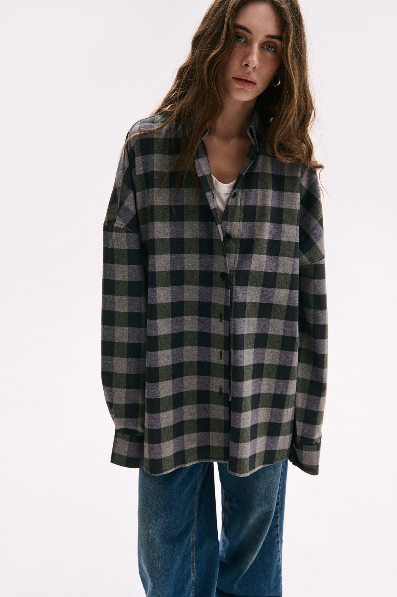 UNISEX OVERSIZED SHIRT KHAKI / BLUE / GREY