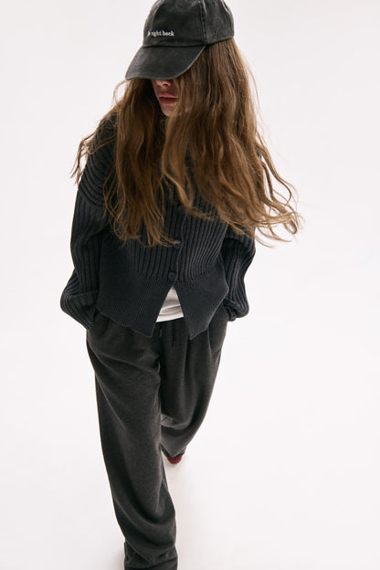 OVERSIZED COTTON CARDIGAN NONSENSE  ANTHRACITE