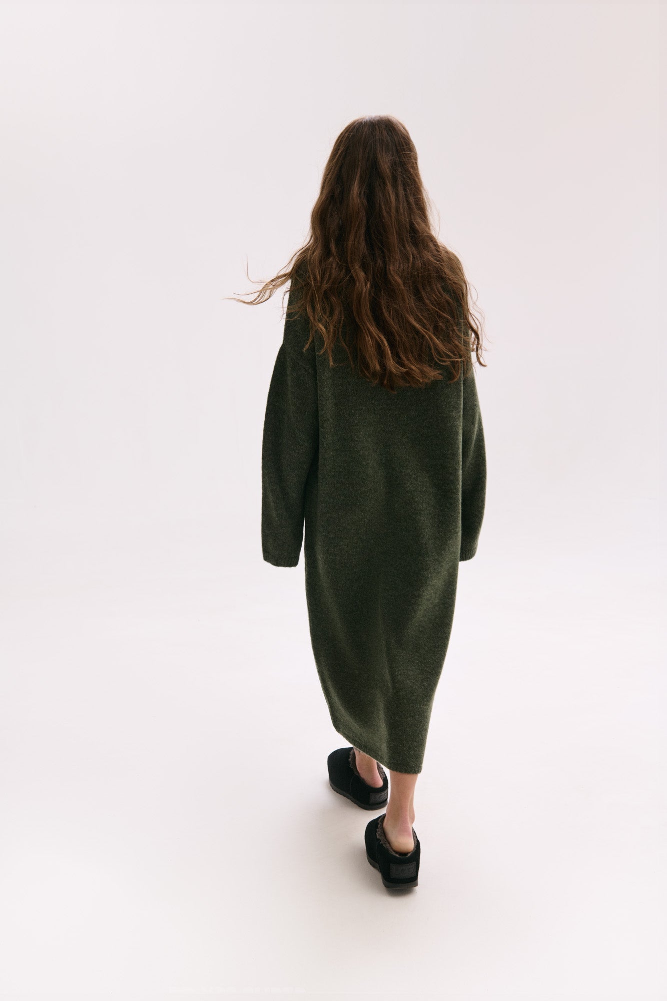 OVERSIZED KNITTED DRESS POLO OLIVE