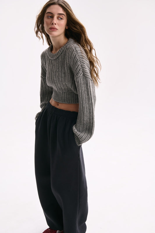 WOOL CROPPED SWEATER GREY