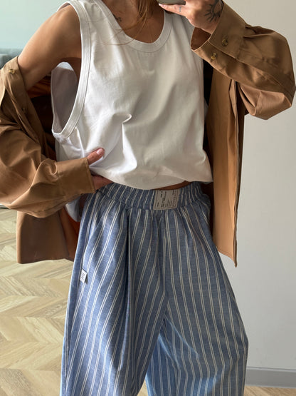 RELAXED COTTON PANTS BLUE