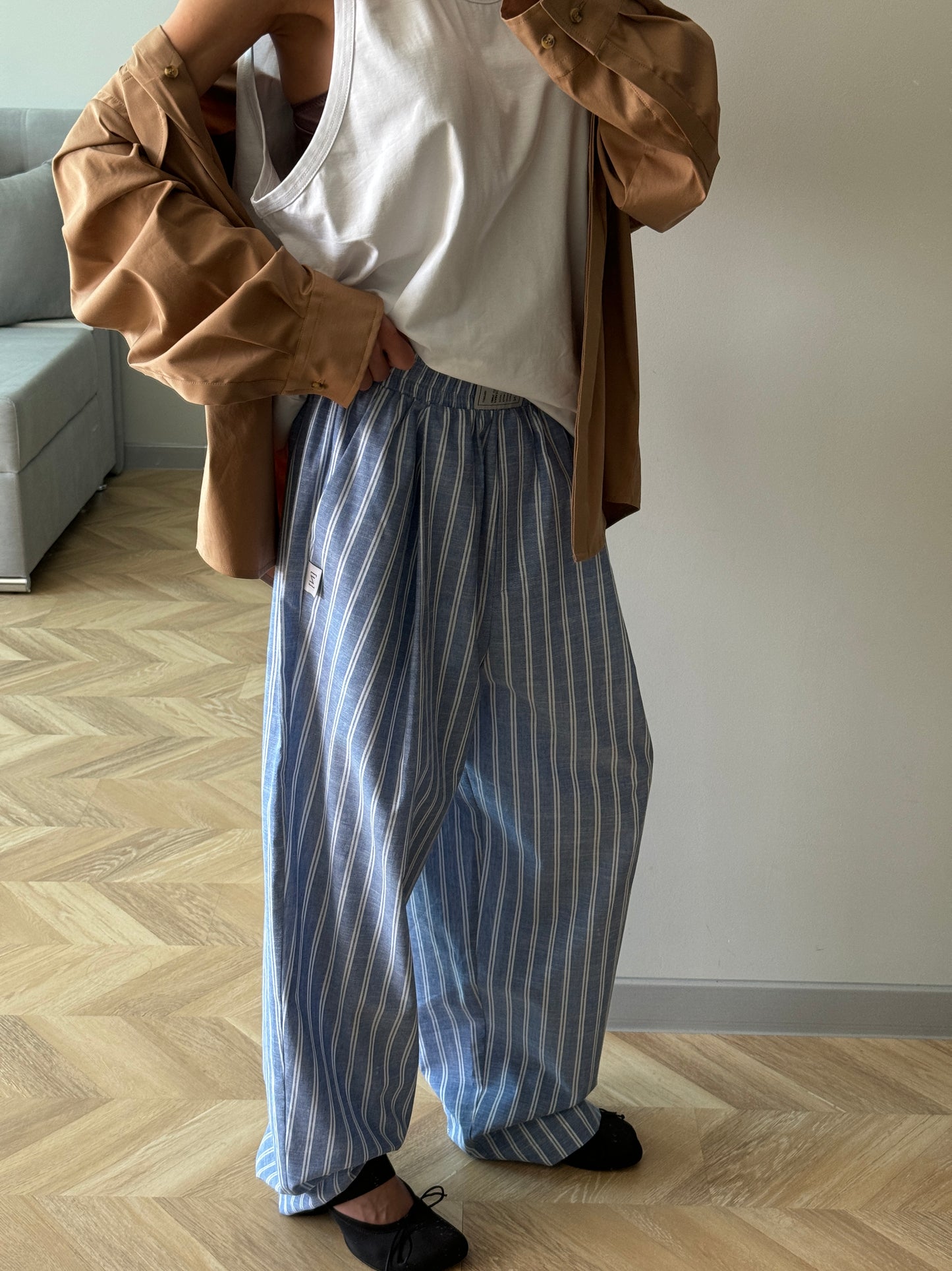 RELAXED COTTON PANTS BLUE