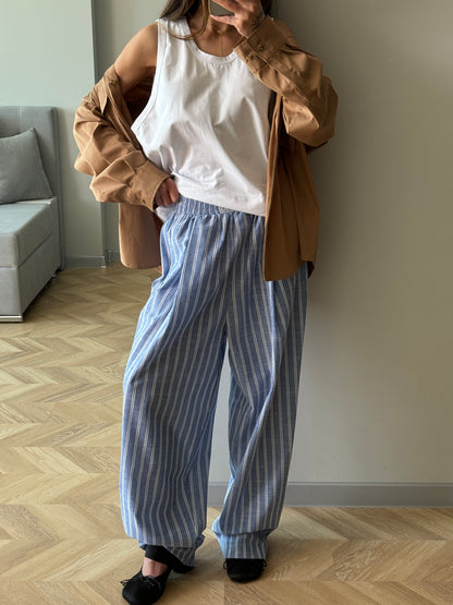 RELAXED COTTON PANTS BLUE
