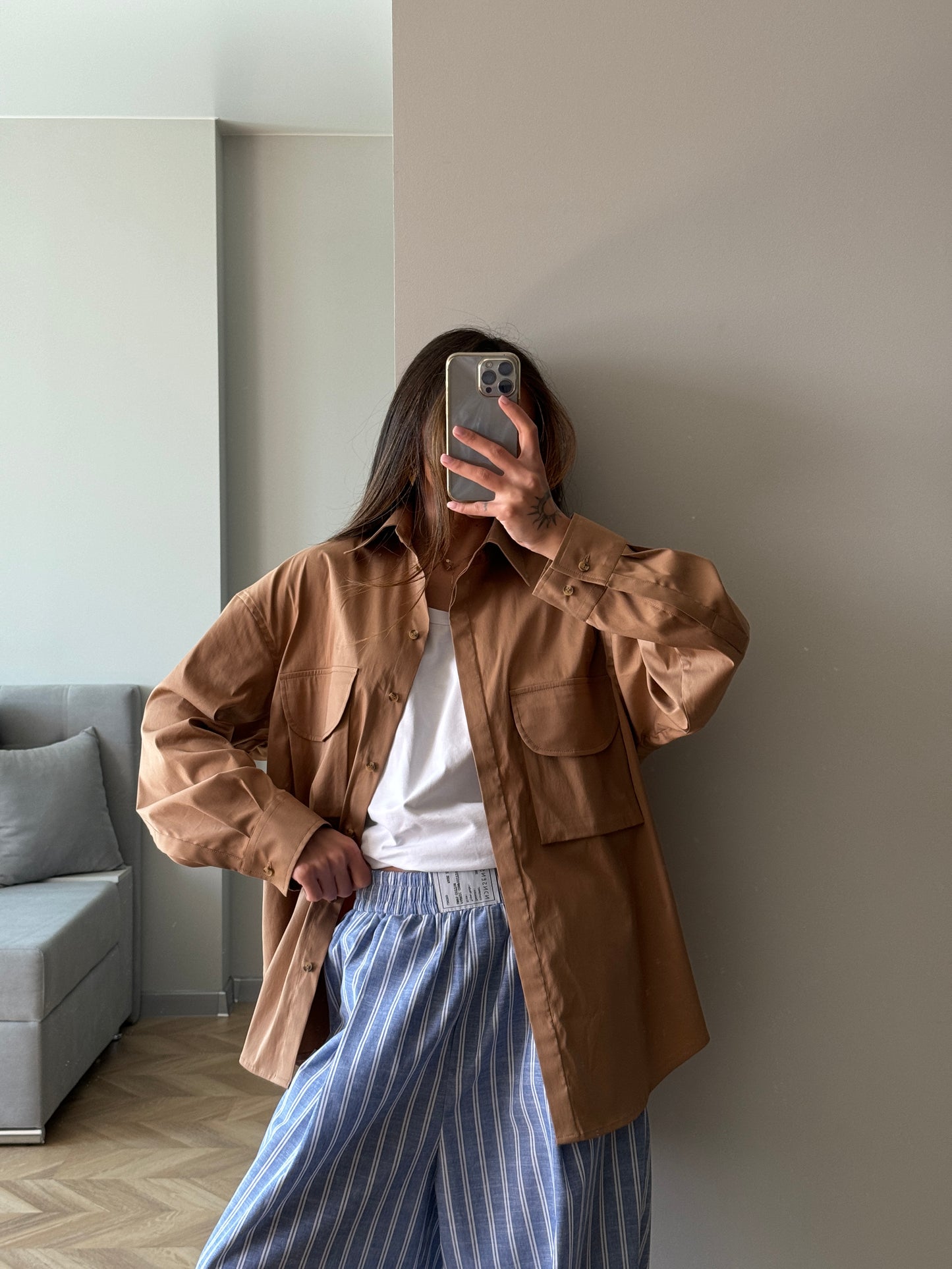 RELAXED COTTON PANTS BLUE