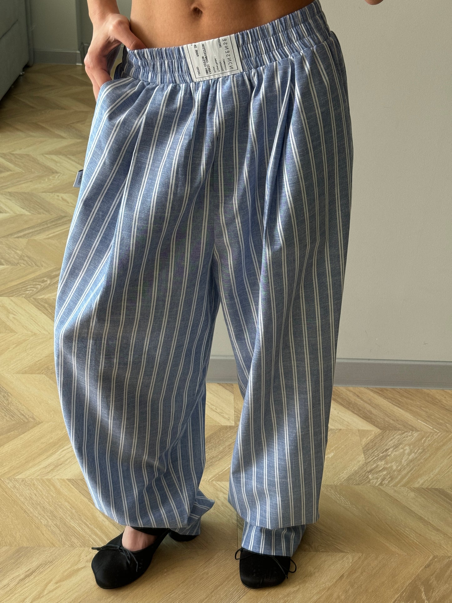 RELAXED COTTON PANTS BLUE