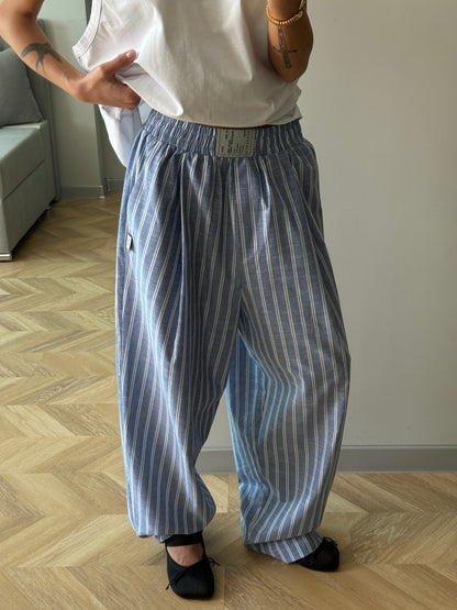 RELAXED COTTON PANTS BLUE