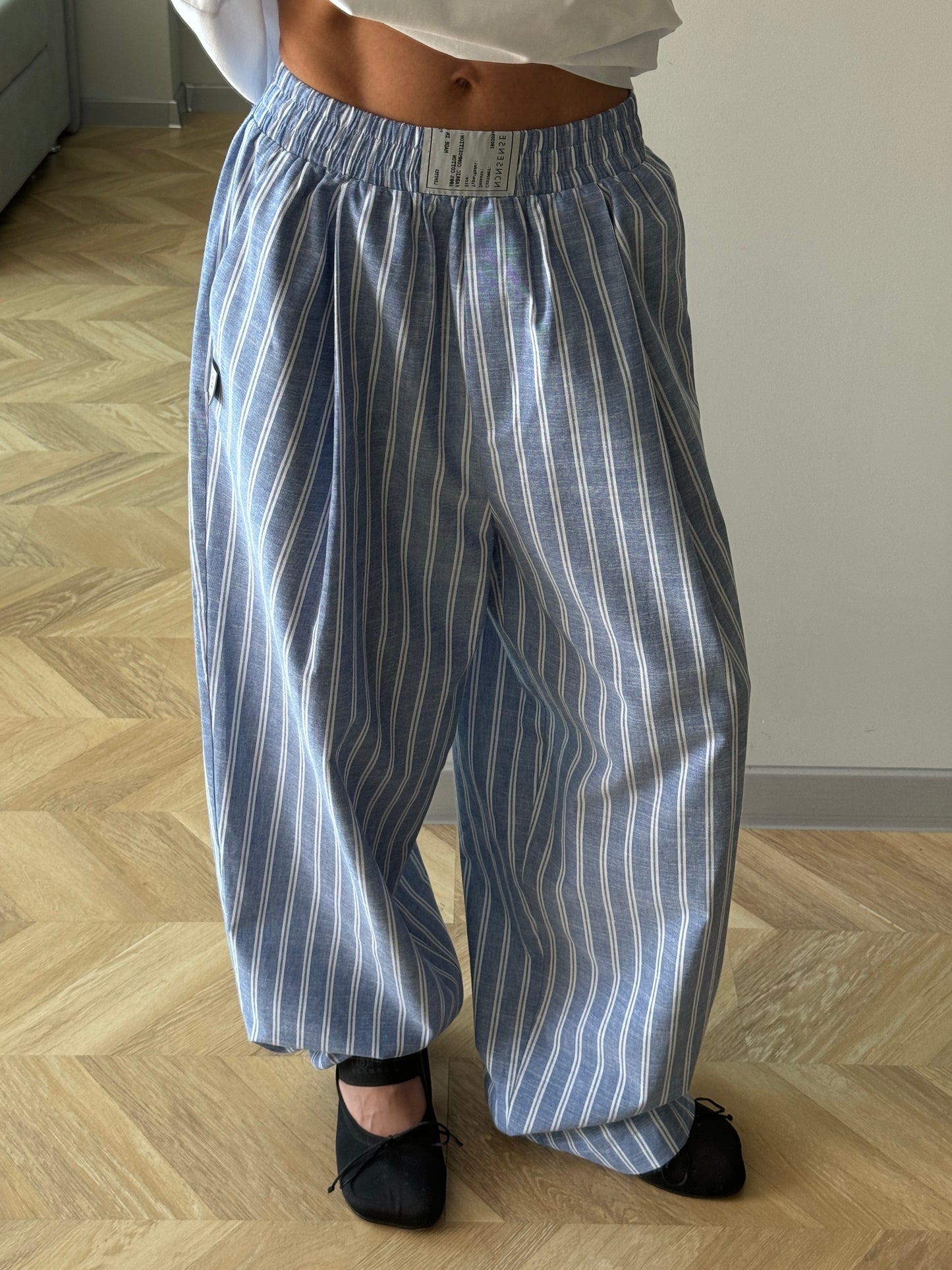 RELAXED COTTON PANTS BLUE