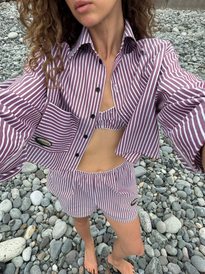 COTTON SHIRT CHAOS BORDO