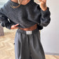 WOOL RELAXED PANTS DARK GREY