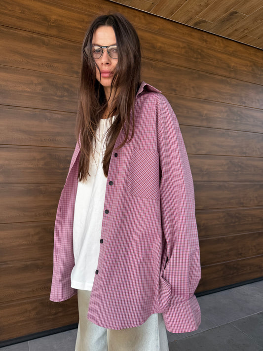 COTTON RAGLAN SHIRT LILAC/BROWN