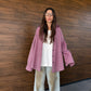 COTTON RAGLAN SHIRT LILAC/BROWN