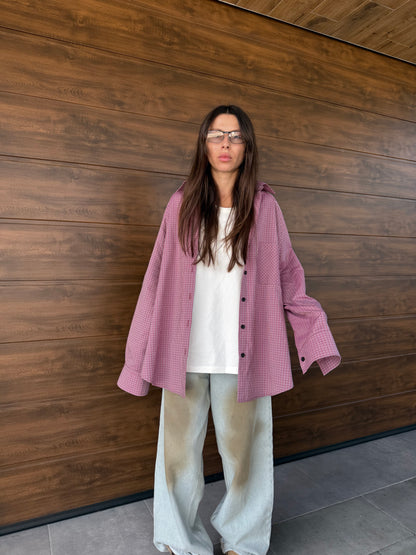 COTTON RAGLAN SHIRT LILAC/BROWN