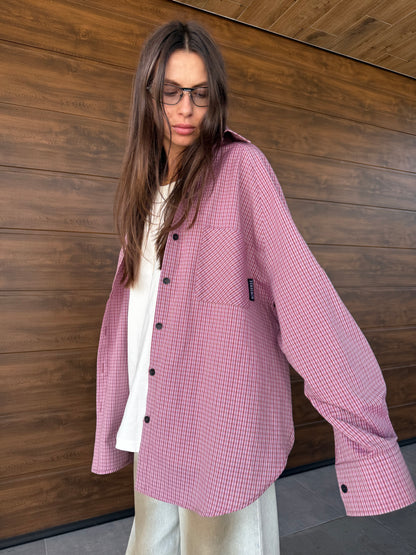 COTTON RAGLAN SHIRT LILAC/BROWN