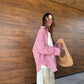 COTTON RAGLAN SHIRT LILAC/BROWN