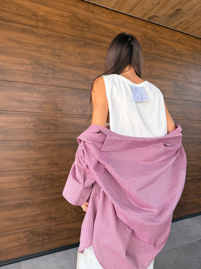 COTTON RAGLAN SHIRT LILAC/BROWN