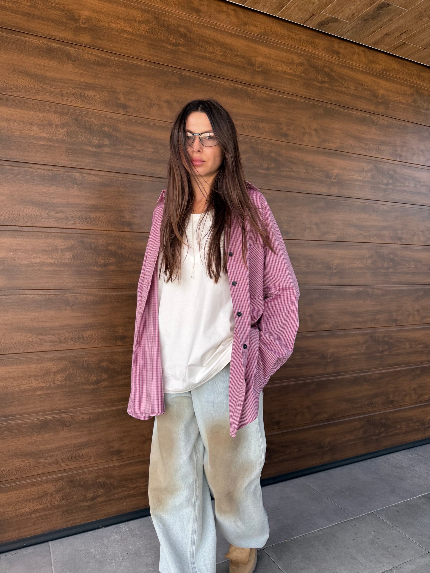 COTTON RAGLAN SHIRT LILAC/BROWN