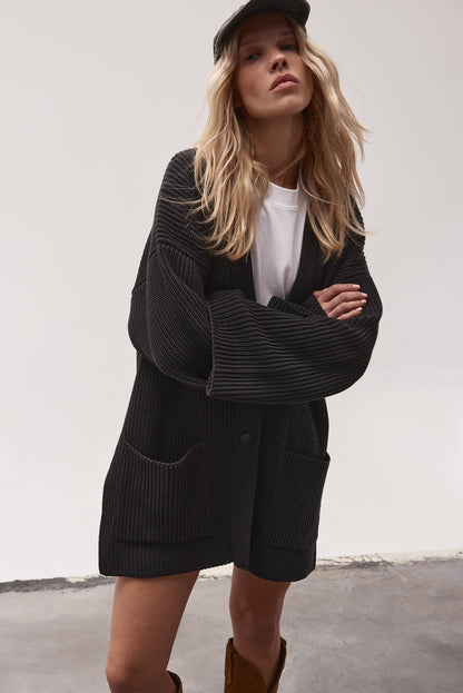 OVERSIZED BASIC  CARDIGAN ANTHRACITE