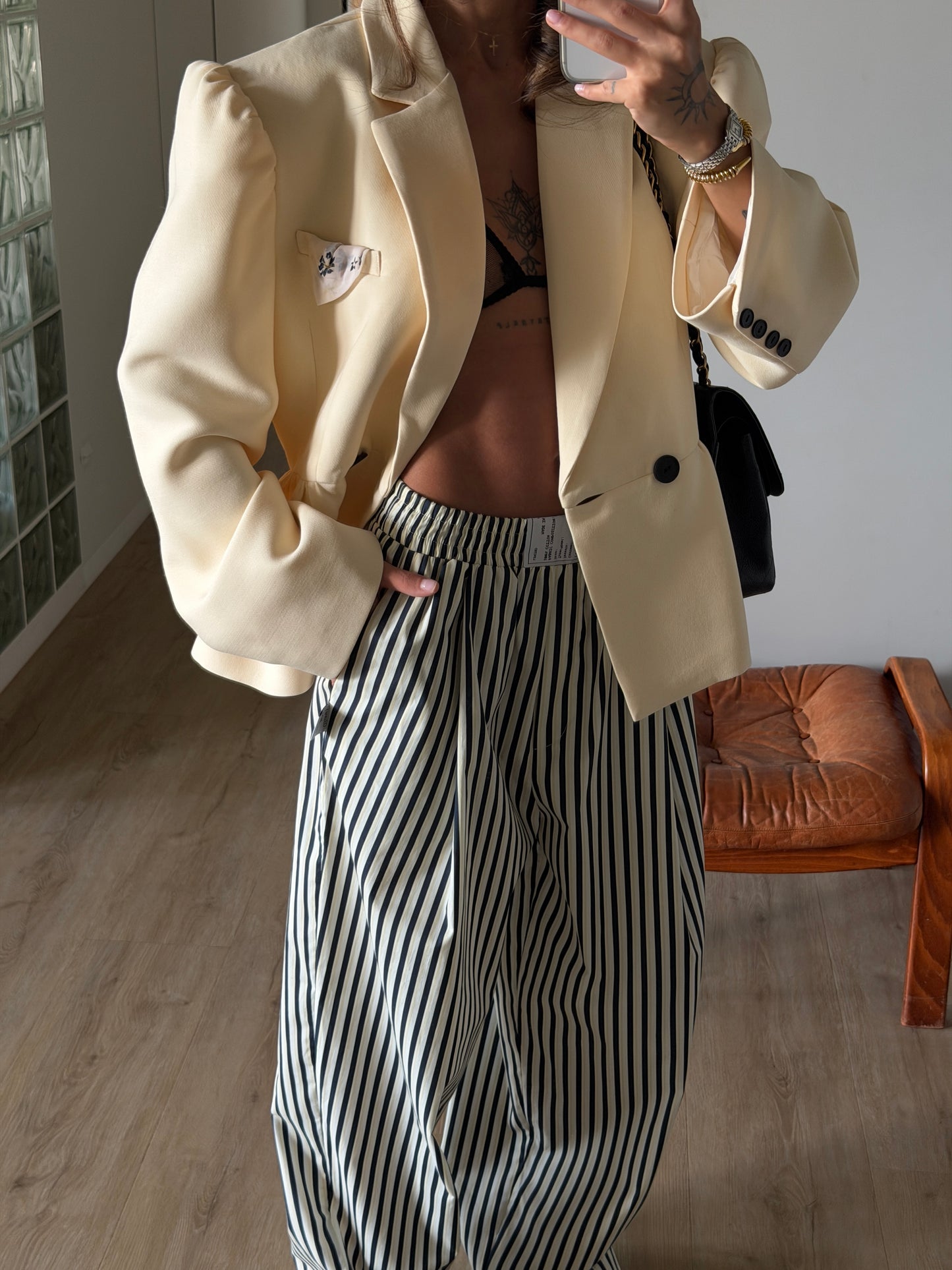 RELAXED COTTON PANTS DARK BLU/YELlOW