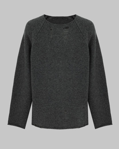 WOOL RAGGED SWEATER GREY
