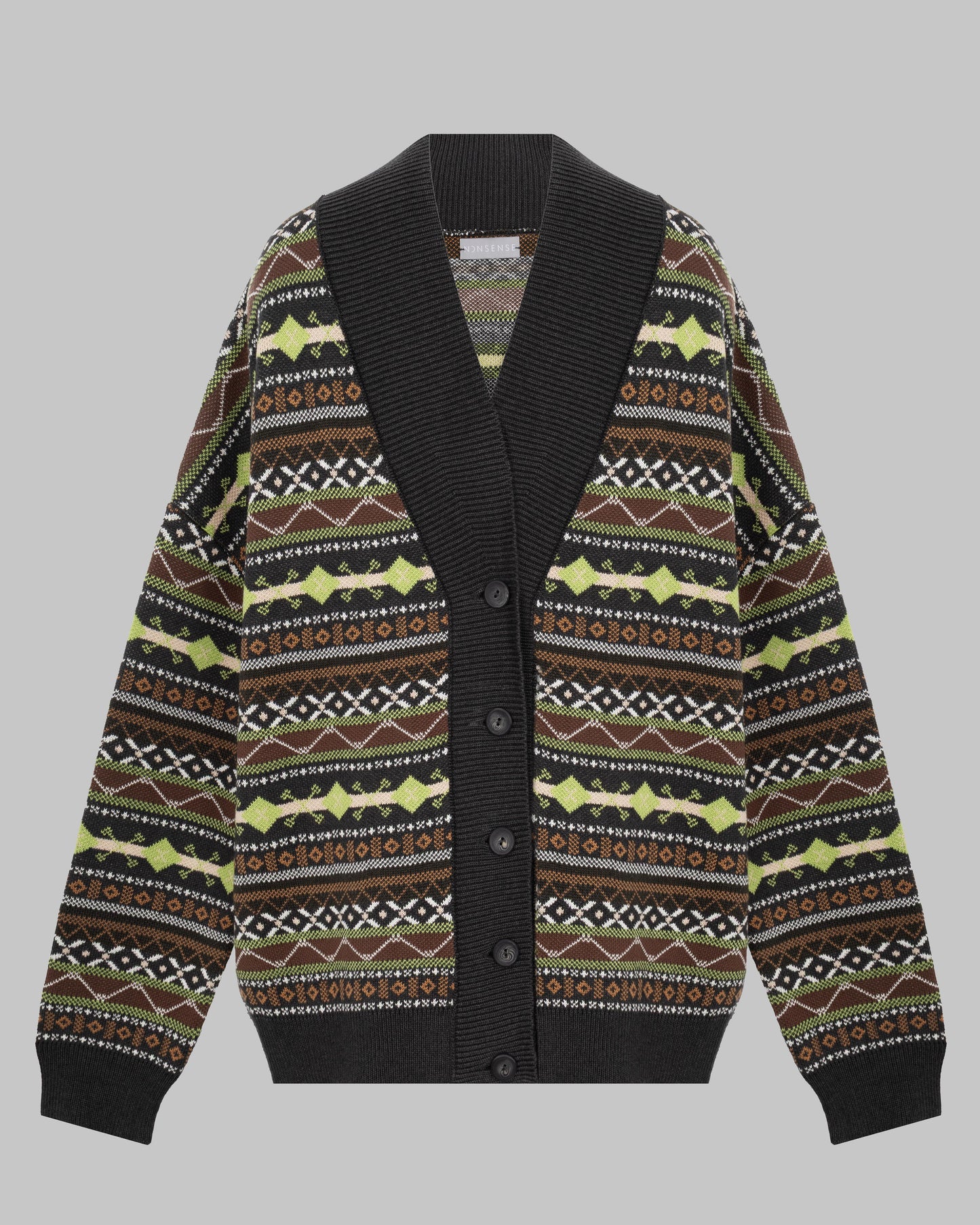 OVERSIZED OLD-FASHIONED CARDIGAN NONSENSE GREY/GREEN