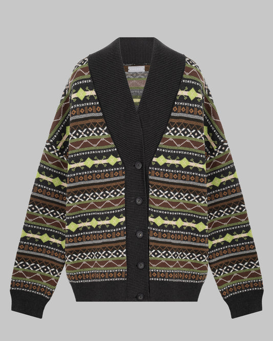 OVERSIZED OLD-FASHIONED CARDIGAN NONSENSE GREY/GREEN