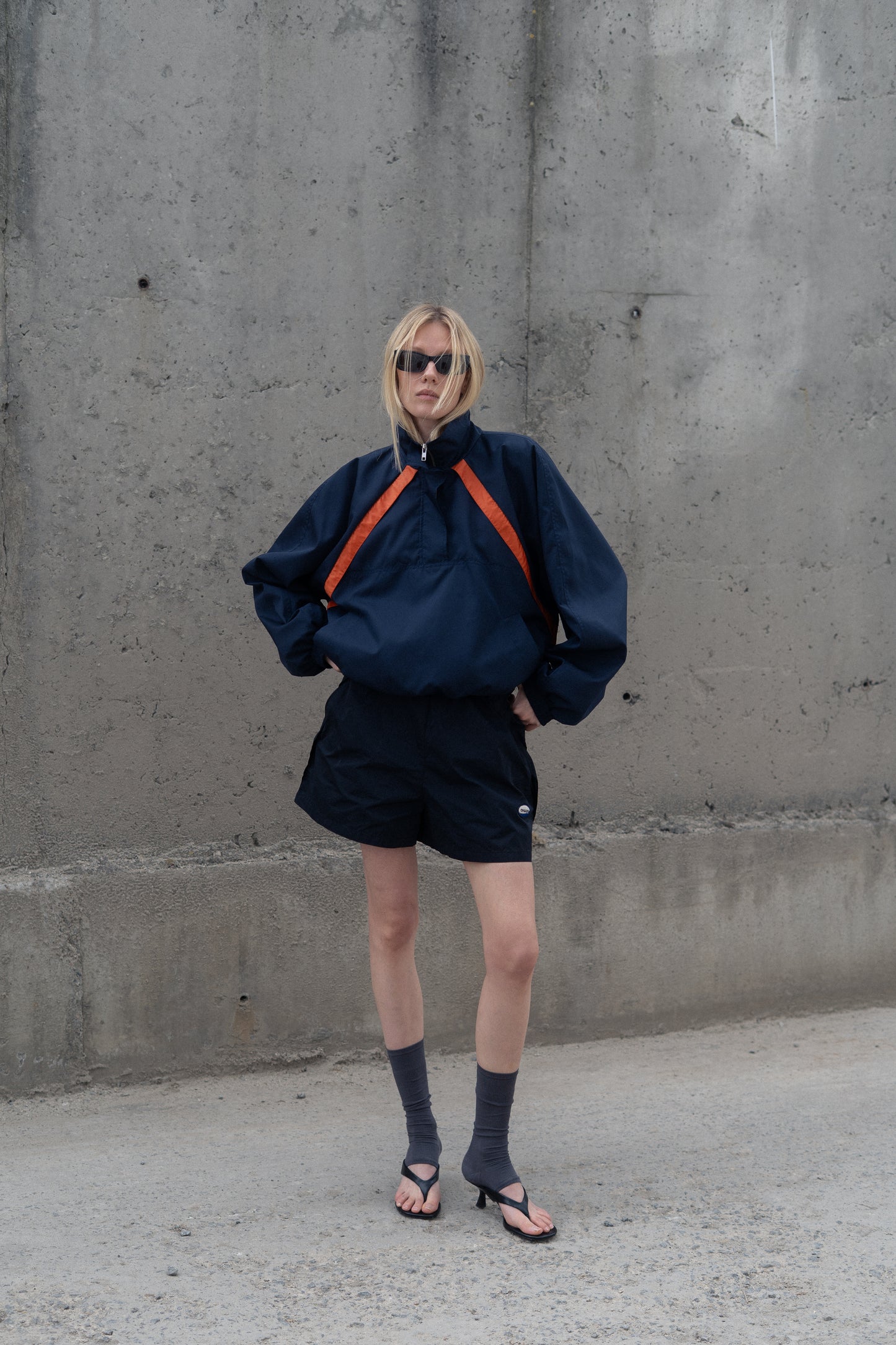 CROPPED WINDBREAKER IN NYLON FAILLE