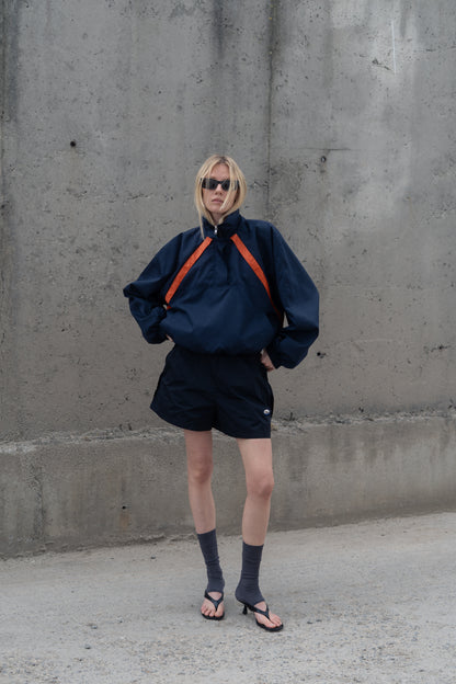 CROPPED WINDBREAKER IN NYLON FAILLE