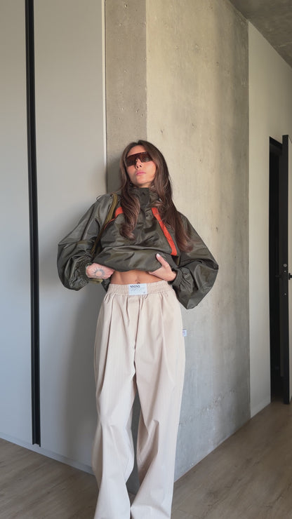CROPPED WINDBREAKER IN NYLON FAILLE