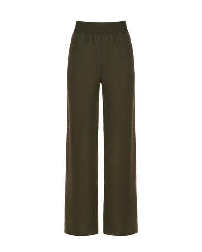 KNITTED WIDE PANTS NONSENSE KHAKI / GRAPE