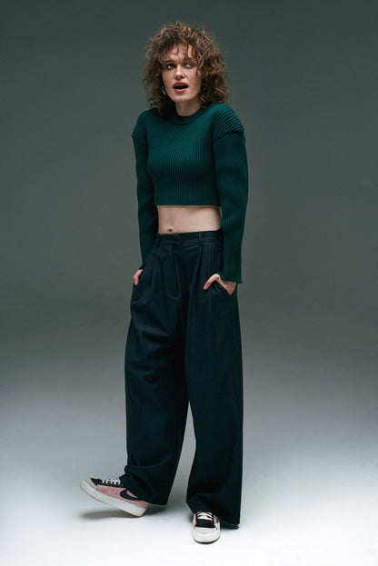 CROPPED SWEATER NONSENSE DARK GREEN