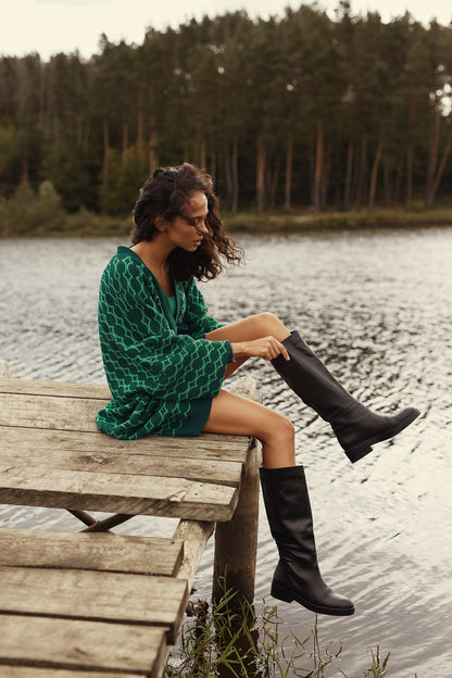 CARDIGAN LOGO DOUBLE GREEN